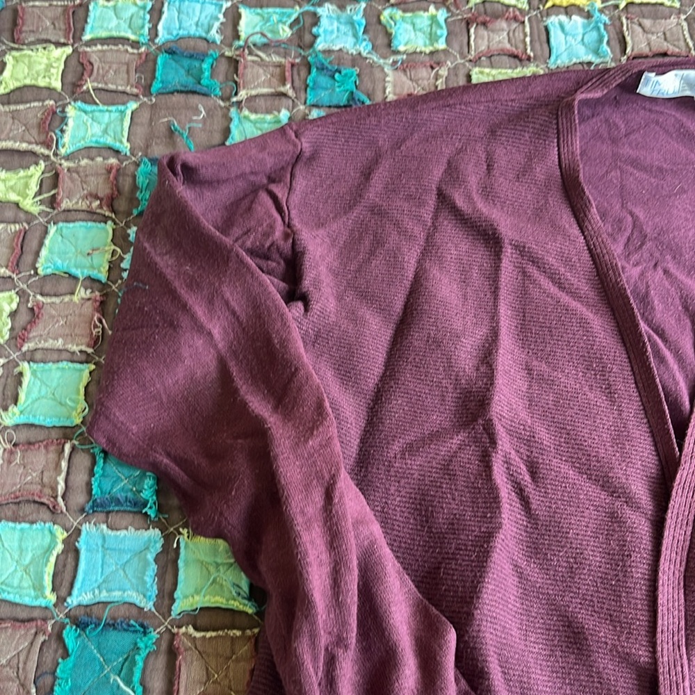 Time and True Burgundy Small Cardigan with Pockets - Picture 7 of 8